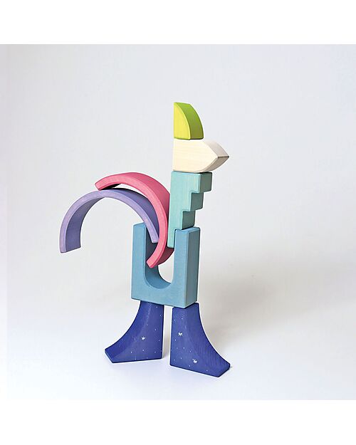 Grimm's World Construction Play Set - Polar Light - Blue - White Wooden Blocks and Construction Sets