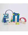 Grimm's World Construction Play Set - Polar Light - Blue - White Wooden Blocks and Construction Sets