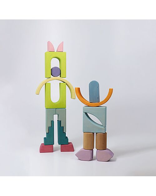Grimm's World Construction Play Set - World of Clouds - Pastel Wooden Blocks and Construction Sets