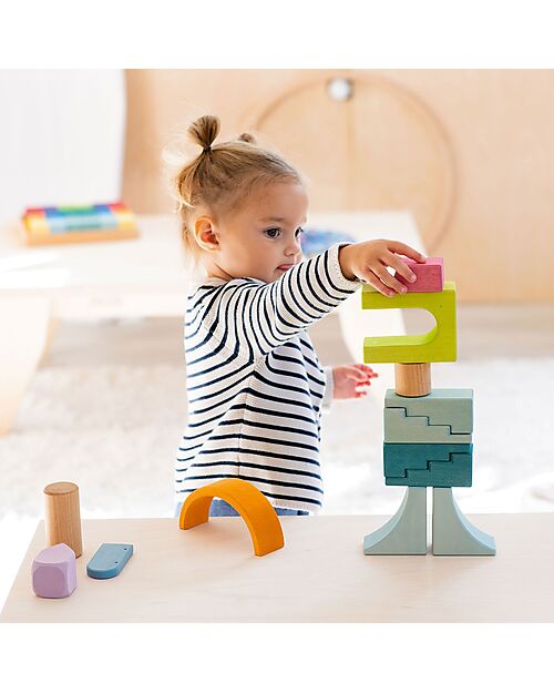 Grimm's World Construction Play Set - World of Clouds - Pastel Wooden Blocks and Construction Sets