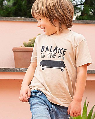 Growing Together Balance Is The Key T-Shirt - Beige - Organic Cotton and Natural Colors T-Shirts And Vests
