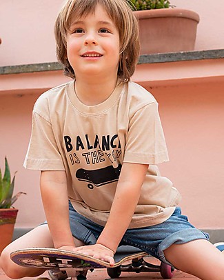 Growing Together Balance Is The Key T-Shirt - Beige - Organic Cotton and Natural Colors T-Shirts And Vests