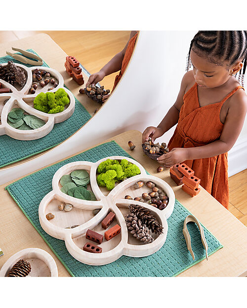 Guide Craft Loose Parts Organic Wooden Trays - Earth Tones - Classify and Sort Objects Sensory Games_