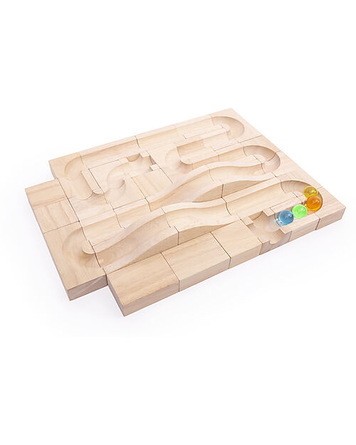 Guide Craft Unit Block Marble Run Set - 40 Pieces - STEM Learning Sensory Games_