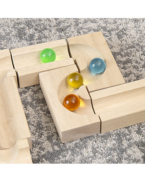 Guide Craft Unit Block Marble Run Set - 40 Pieces - STEM Learning Sensory Games_