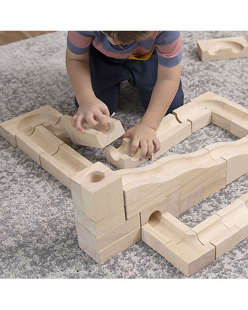 Guide Craft Unit Block Marble Run Set - 40 Pieces - STEM Learning Sensory Games_