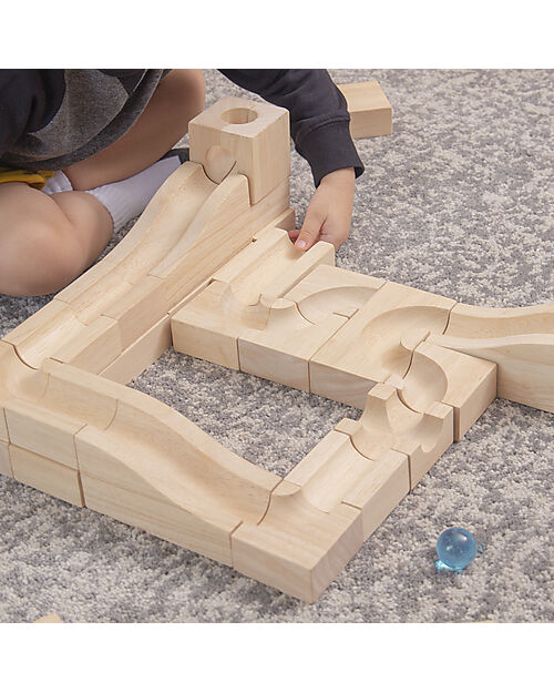 Guide Craft Unit Block Marble Run Set - 40 Pieces - STEM Learning Sensory Games_