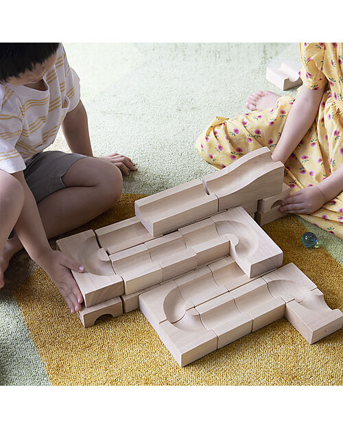 Guide Craft Unit Block Marble Run Set - 40 Pieces - STEM Learning Sensory Games_