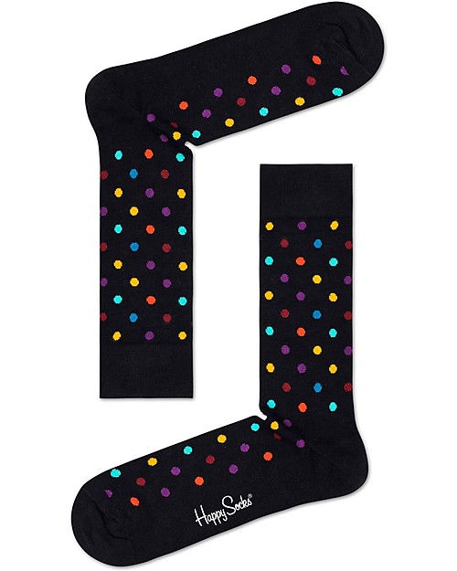 Happy Socks Black Socks, Dots - Elasticated Cotton Socks