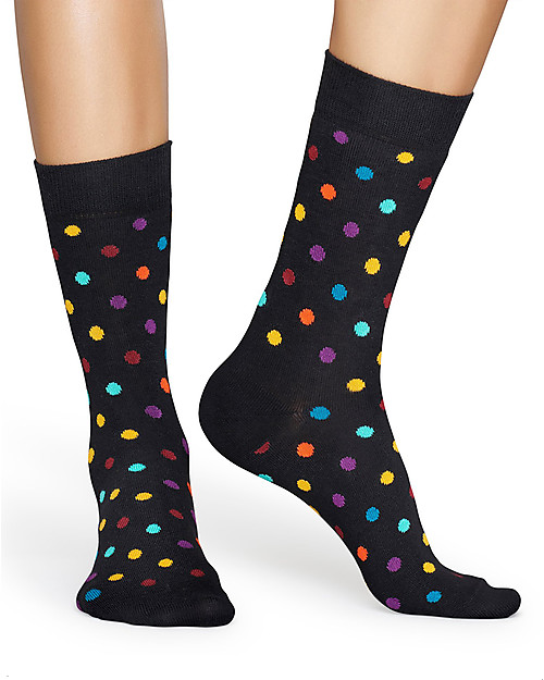 Happy Socks Black Socks, Dots - Elasticated Cotton Socks