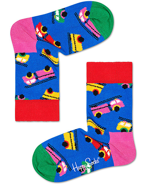 Happy Socks Kids Blue Socks, Fire Truck - Elasticated Cotton Socks