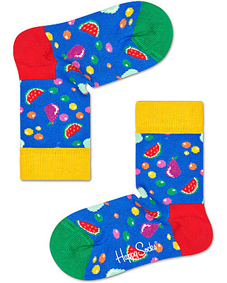 Happy Socks Kids Blue Socks, Fruit Salad - Elasticated Cotton Socks