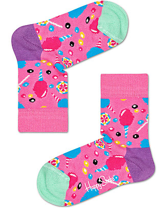 Happy Socks Kids Pink Socks, Candy - Elasticated Cotton Socks