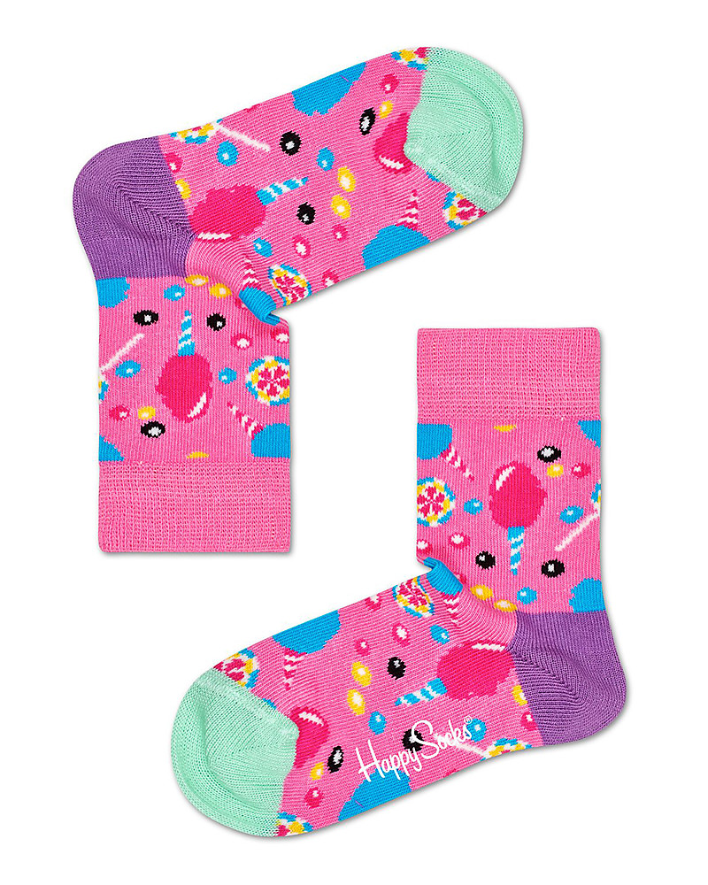 Happy Socks Kids Pink Socks, Candy - Elasticated Cotton girl