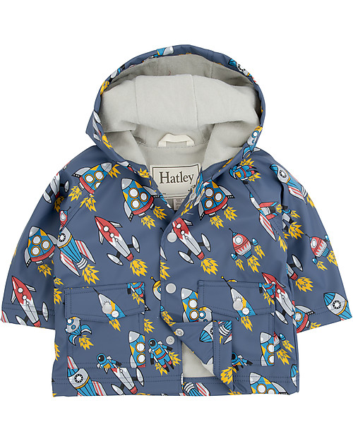 Hatley Baby Lined Raincoat, Retro Rockets - PVC free! Waterproof