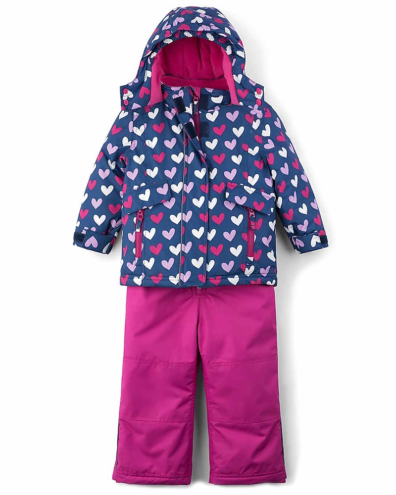 Hatley Fleece Dressing Gown Navy Blue with Pink And White Hearts Design 