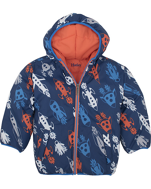 Hatley Boys Reversible Winter Puffer - Retro Rockets Waterproof