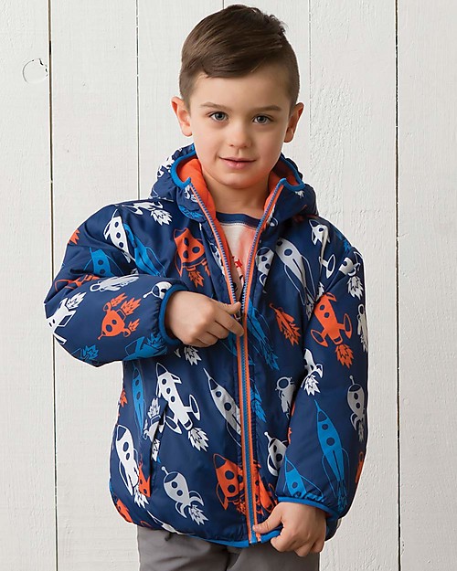 Hatley Boys Reversible Winter Puffer - Retro Rockets Waterproof
