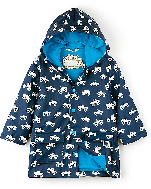 Hatley Colour Changing Raincoat,  Monster Truck - Hooded, lined and PVC-free Coats