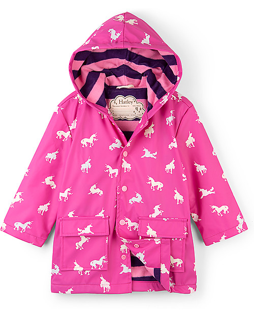 Hatley Colour Changing Raincoat, Unicorn - Hooded, lined and PVC-free Coats