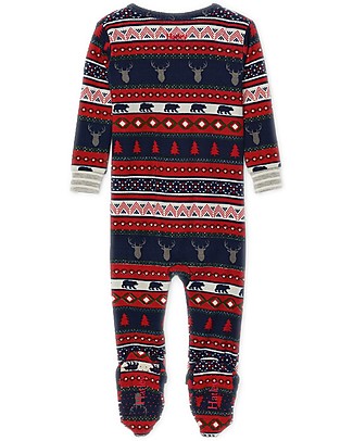 Hatley Footed Coverall - Fair Isle Stags - 100% organic cotton Babygrows