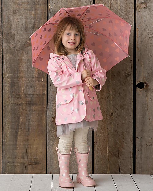 Hatley Lined Raincoat, Metallic Hearts - PVC free! Waterproof