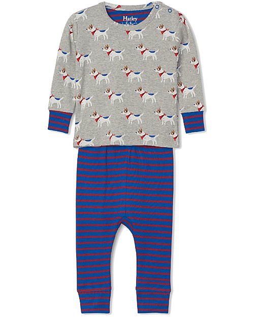 Hatley Long Sleeves Baby Pajama Set with Applique - Cute Pups - 100% organic cotton Pyjamas