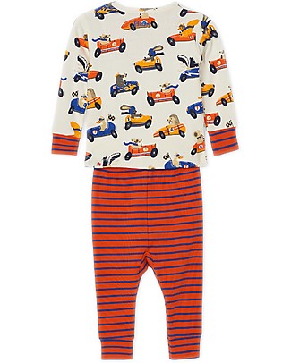 Hatley Long Sleeves Baby Pajama Set with Applique - Racing Animals - 100% organic cotton Pyjamas