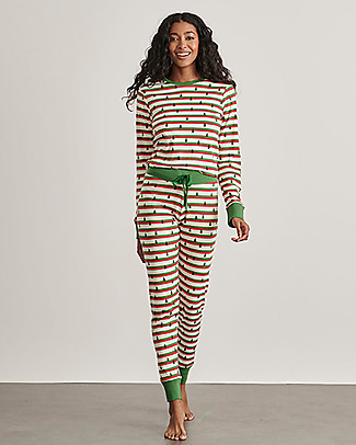 Hatley Long Sleeves Woman Pajamas Set - Silhouette Pines - 100% Organic Cotton - Matchy Matchy Pajamas Pyjamas