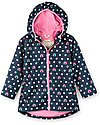 Hatley Microfiber Rain Jacket, Dots and Rainbows - Hooded, lined and PVC-free Waterproof