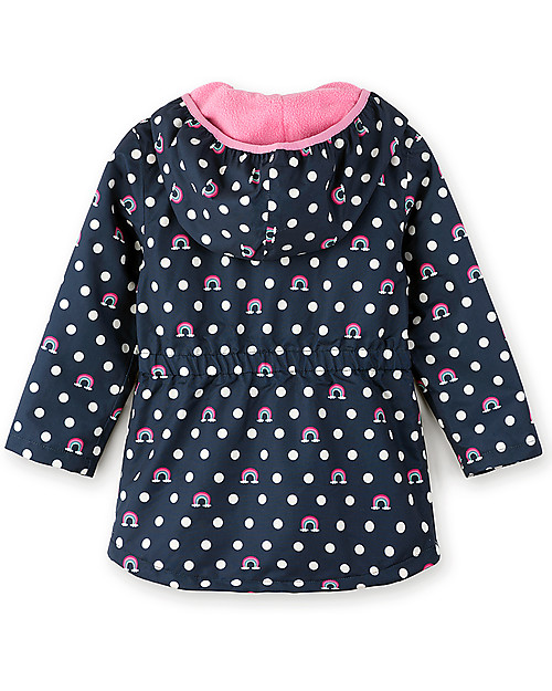 Hatley Microfiber Rain Jacket, Dots and Rainbows - Hooded, lined and PVC-free Waterproof