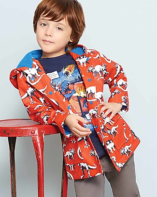 Hatley Painted Dinos Colour Changing Raincoat - Chex Red Jackets