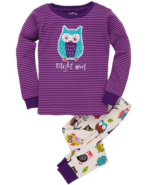 Hatley PJ Set Party Owls “Night Owl” applique 100% cotton Pyjamas