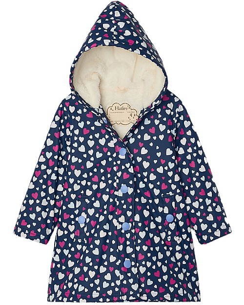 Hatley Sherpa Lined Colour Changing Splash Jacket - Confetti Hearts Waterproof