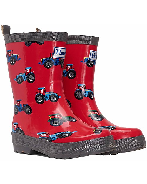 Hatley Shiny Rain Boots Farm Tractors Soft Inside and Super Resistant Outside unisex bambini