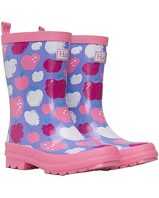 Hatley Shiny Rain Boots - Stamped Apples - Soft Inside and Super Resistant Outside Wellies