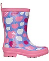 Hatley Shiny Rain Boots - Stamped Apples - Soft Inside and Super Resistant Outside Wellies