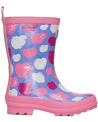 Hatley Shiny Rain Boots - Stamped Apples - Soft Inside and Super Resistant Outside Wellies