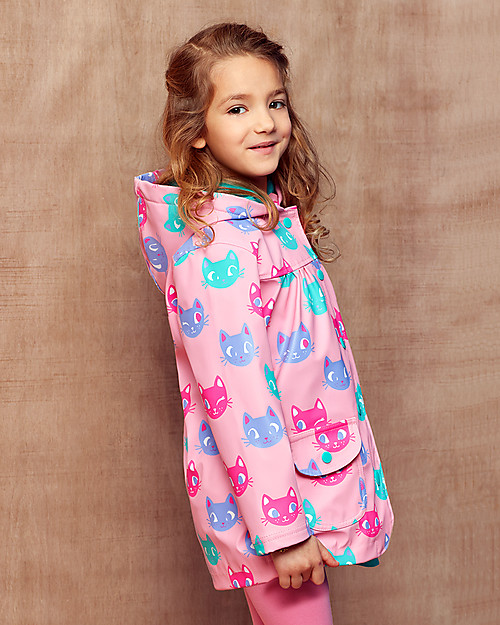 Hatley Silly Kitties Girls Raincoat - Hooded, lined and PVC-free Coats