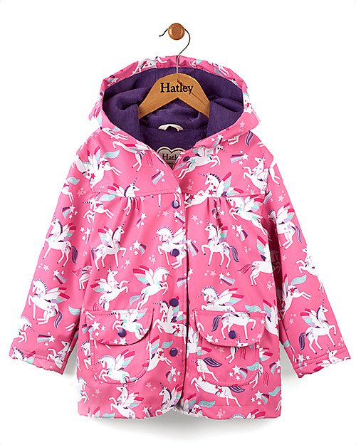 Hatley Winged Unicorns Girls Raincoat - Hooded, lined and PVC-free Coats