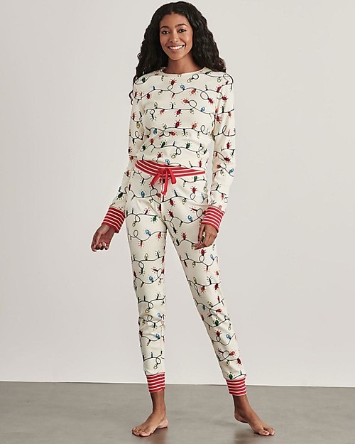 Hatley Women's Long Sleeves Pajamas - Christmas Lights - 100% Organic Cotton - Glows in the Dark! Pyjamas
