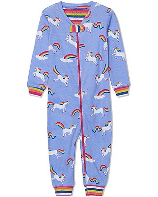 Hatley Zipped Coverall - Rainbow Unicorns - 100% organic cotton - Easy and quick changing! Rompers