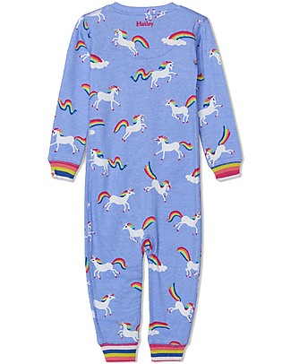 Hatley Zipped Coverall - Rainbow Unicorns - 100% organic cotton - Easy and quick changing! Rompers