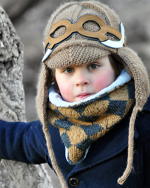 Hats Over Heels Mammoth Winter Hat with Detachable Googles, Caramel (2-4 and 4-6 years) - Fleece-lined merino wool Winter Hats
