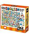 Headu Easy English 100 Words City - Linguistic Intelligence - 180 Pieces + 180 Adhesives Board Games