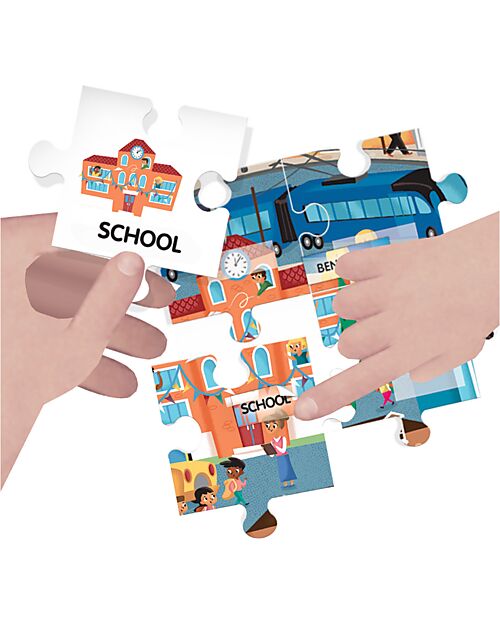 Headu Easy English 100 Words City - Linguistic Intelligence - 180 Pieces + 180 Adhesives Board Games