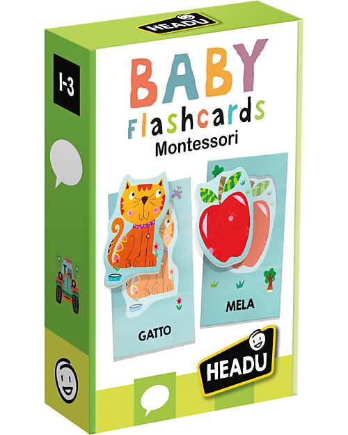 Headu Montessori Baby Flashcards - Linguistic Intelligence - 12 Cards Board Games