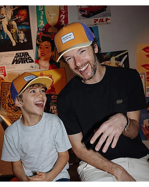 Hello Hossy Mini Canyon Hat - Yellow, Camel and Blue - Organic Cotton Sunhats