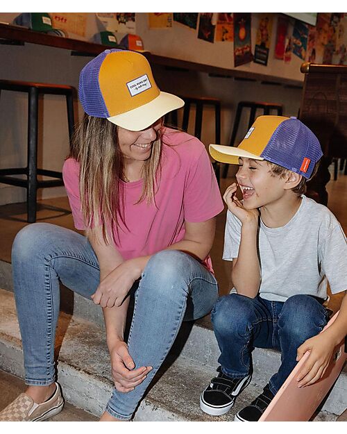 Hello Hossy Mini Canyon Hat - Yellow, Camel and Blue - Organic Cotton Sunhats