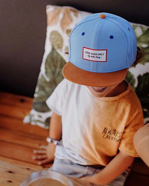 Hello Hossy Mini Jean Hat - Blue and Brown - 100% Organic Cotton Sunhats